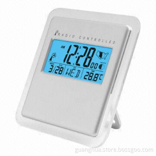 Table clock with temperature display and alarm function